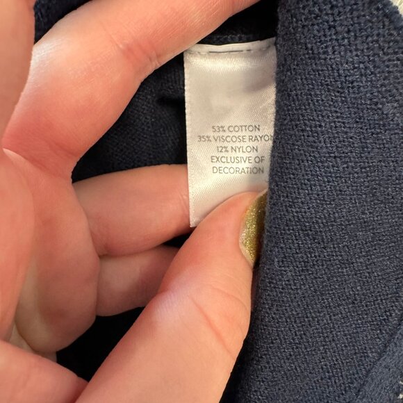 J Jill NWT navy long sleeve sweater tunic fringe hem size medium O54 - Picture 7 of 9